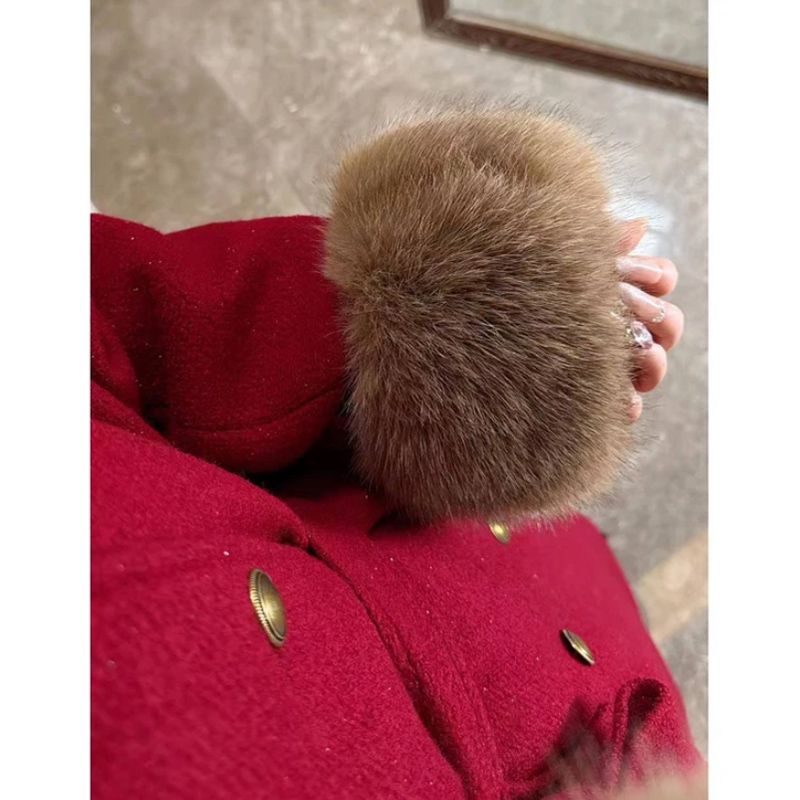 雅鹿白鸭绒羽绒服圣诞新年战袍加绒内胆90白鸭绒2024秋冬新款中长