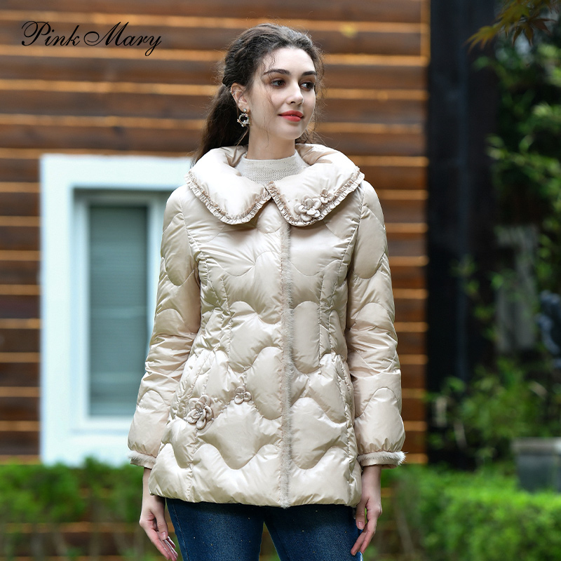 Pink Mary/粉红玛琍钉珠绣花冬季保暖羽绒服PMANW7629