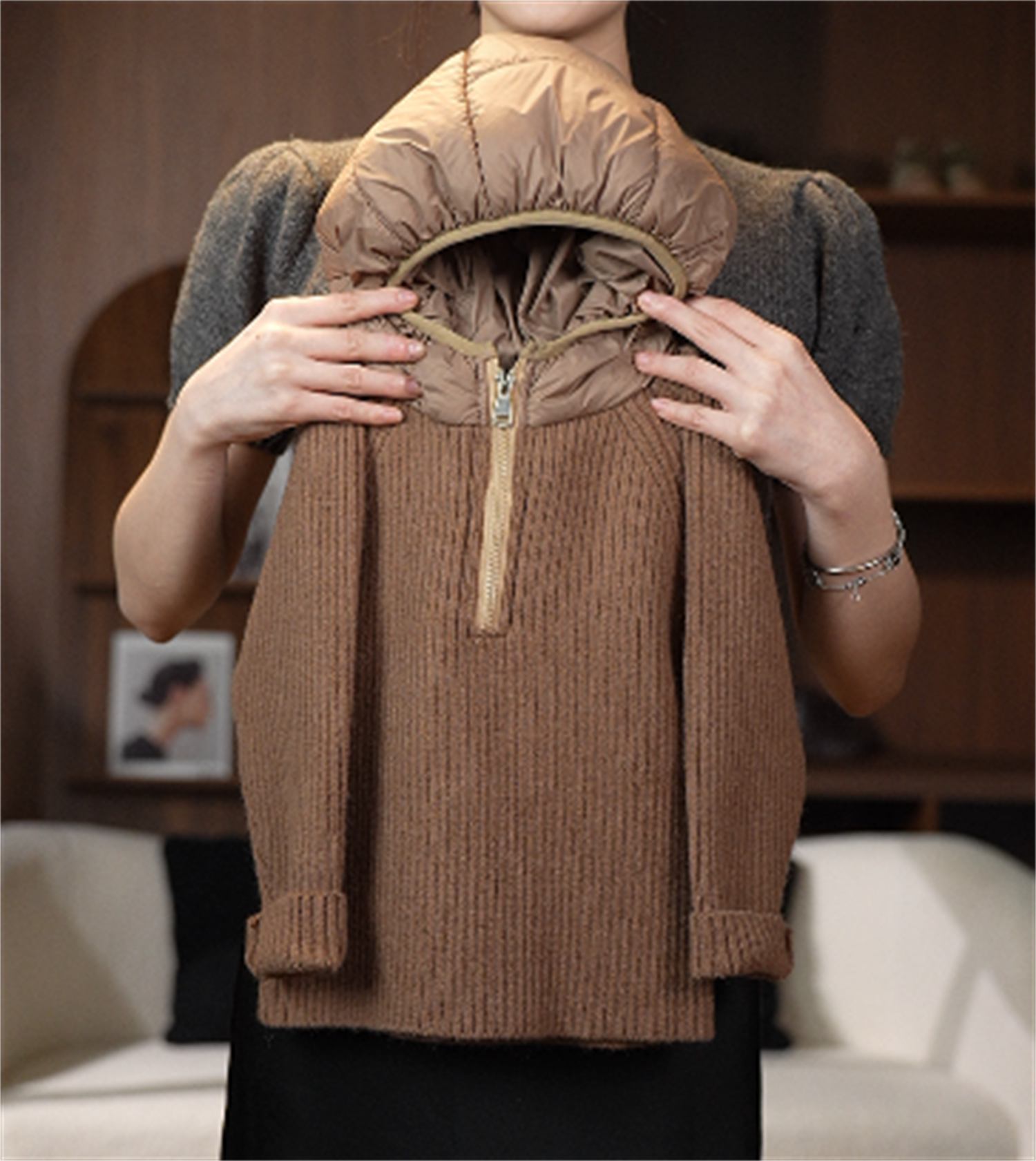 【CW】小众设计   洋气加厚连帽宽松毛衣 “坚果派” MY