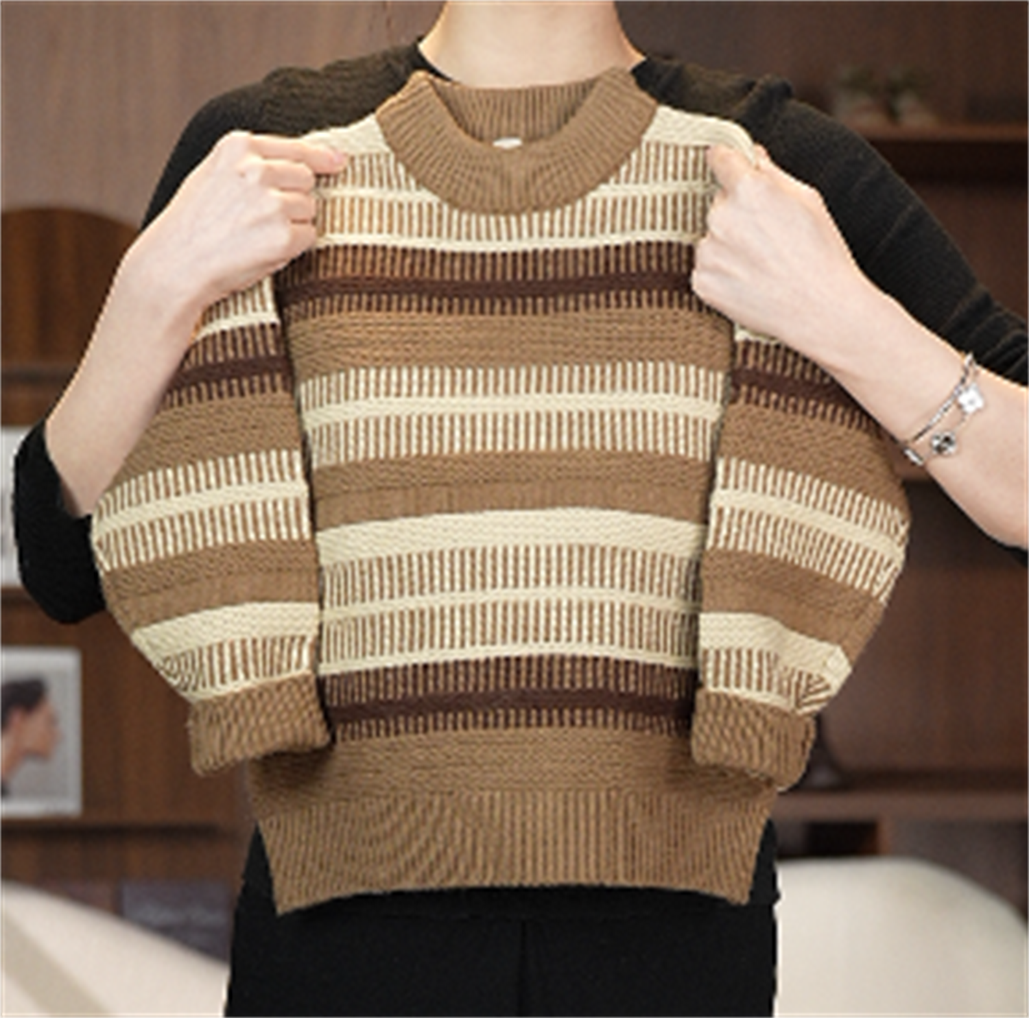 【CW】小众原创  加厚拼色百搭圆领毛衣 “时尚加厚” MY