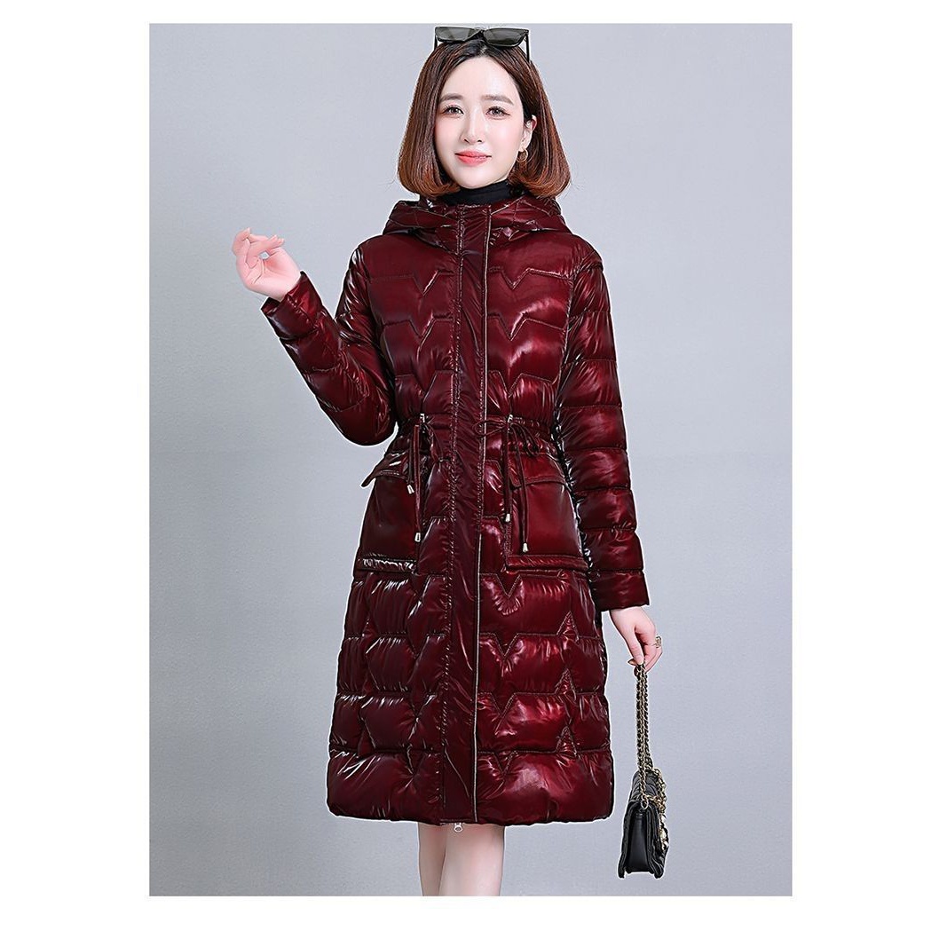 波司澄年羽绒服女亮面炫彩长款加厚袄冬装修身收腰高档外套百搭