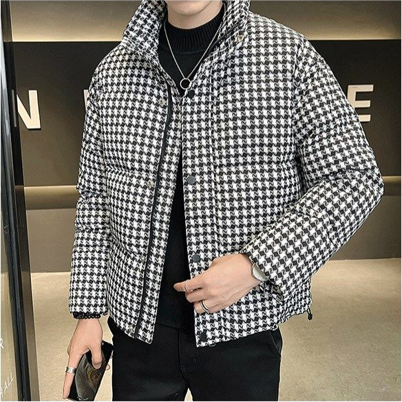 波司澄千鸟格羽绒服男冬季新款潮牌加厚保暖潮流休闲痞帅气外套上