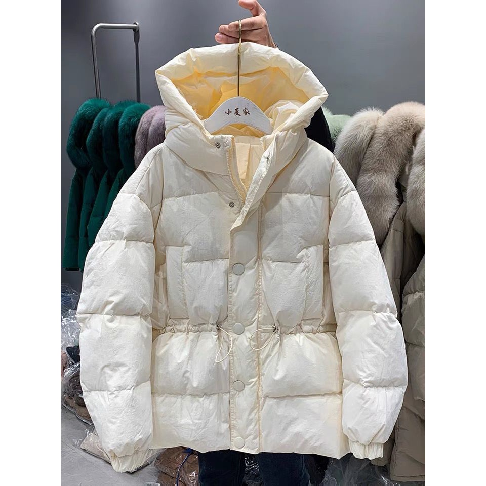 波司澄冬新羽绒服女中长款韩版舒适连帽收腰抽绳加厚面包服外套