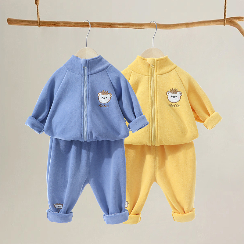 婴幼儿秋冬装加绒套装男童女童婴儿衣服分体外套儿童装宝宝春秋季