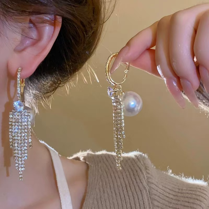 铜合金耳饰 流苏耳环爆款耳钉轻奢高级感气质大气耳坠夸张PT0313