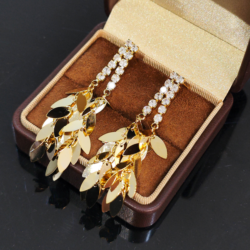 铜合金耳饰 耳环手工气质轻奢时尚百搭复古法式长款PT0301