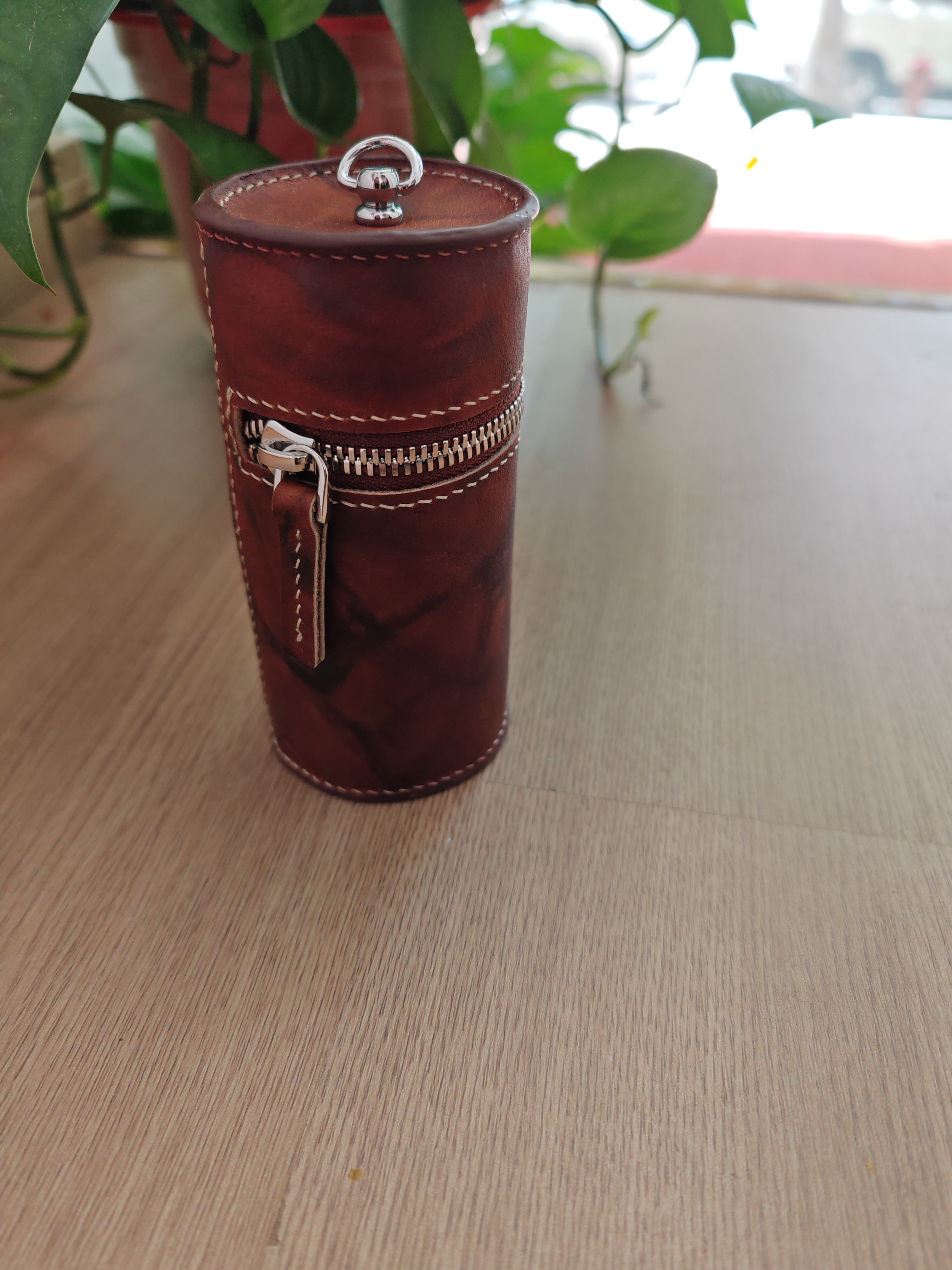 口红钥匙桶包复古色真皮疯马皮