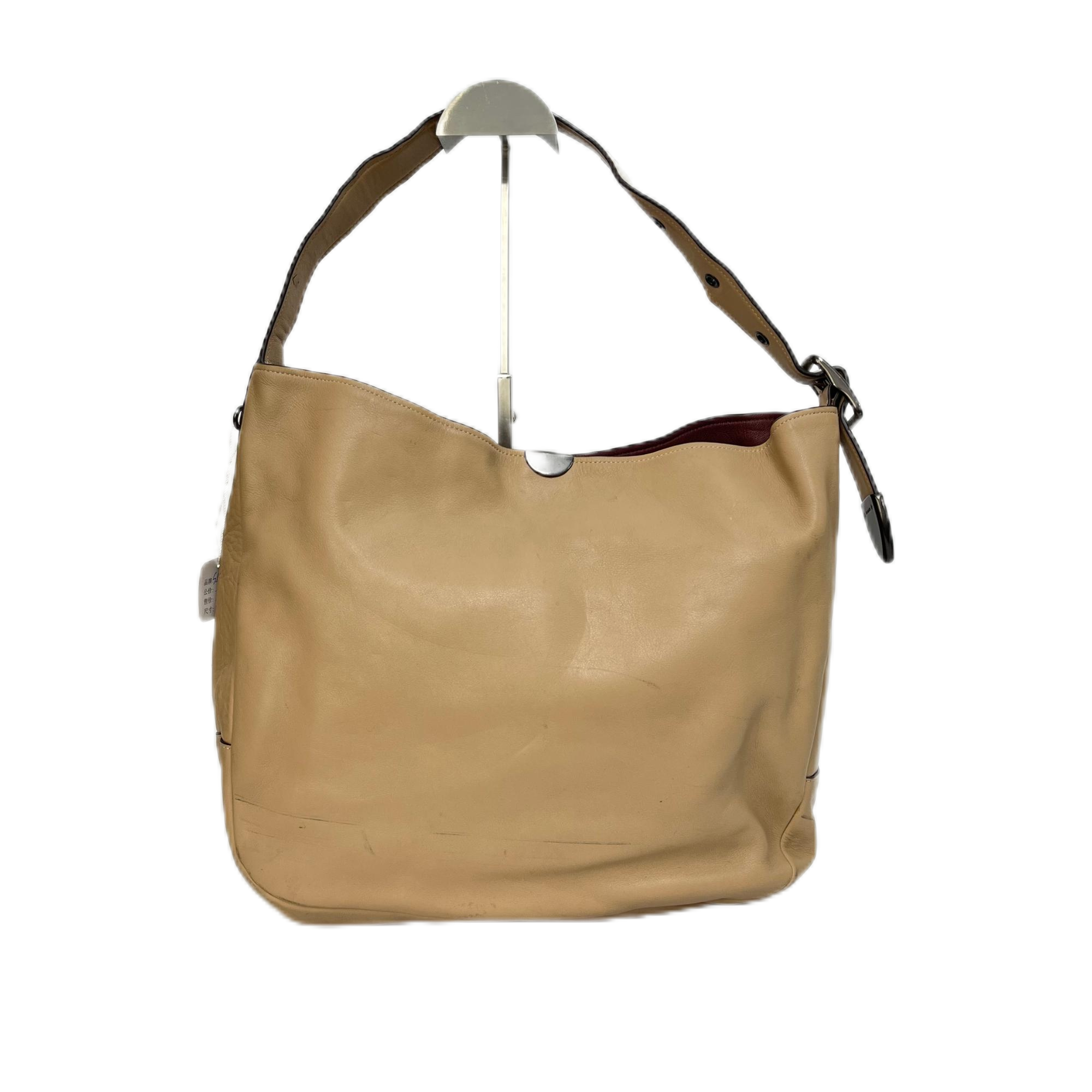 95新 COACH/蔻驰 奶茶色全皮单肩腋下包 SH-3199-A-