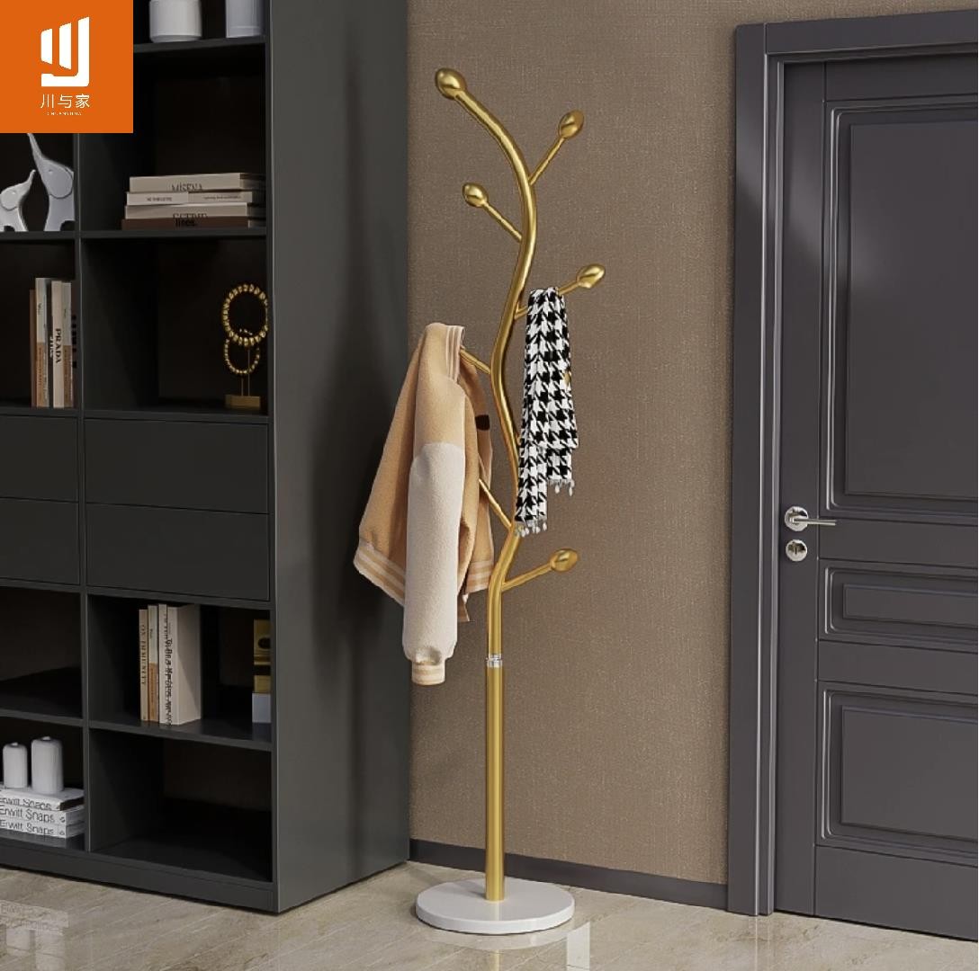 奶油风网红衣帽架落地卧室挂衣架简约家用立式衣架室内衣服收纳架