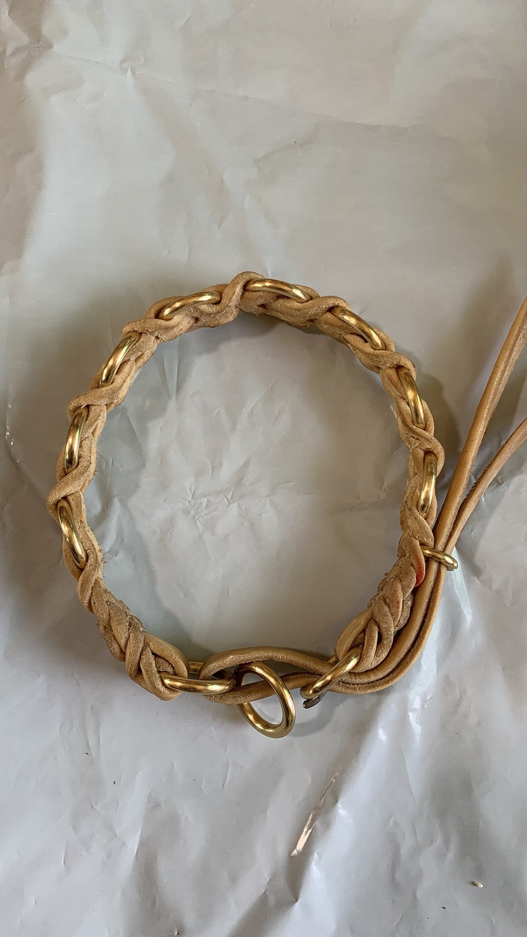 防咬狗脖套牛皮铜圈