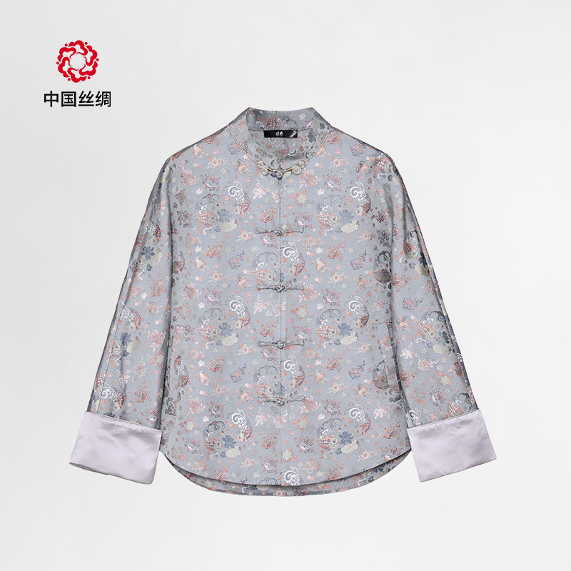 中国丝绸隆鹊『八宝鱼化龙』宋锦对襟上衣国风新中式女装时尚百搭