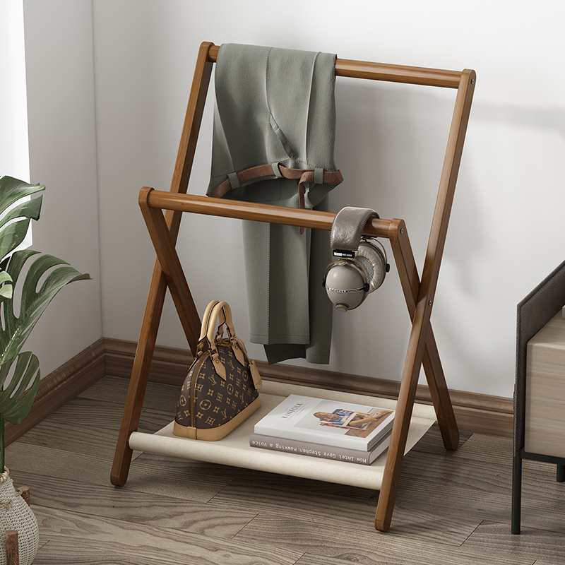 过早衣帽架落地卧室家用折叠双杆挂衣服架子角落简易房间收纳置物