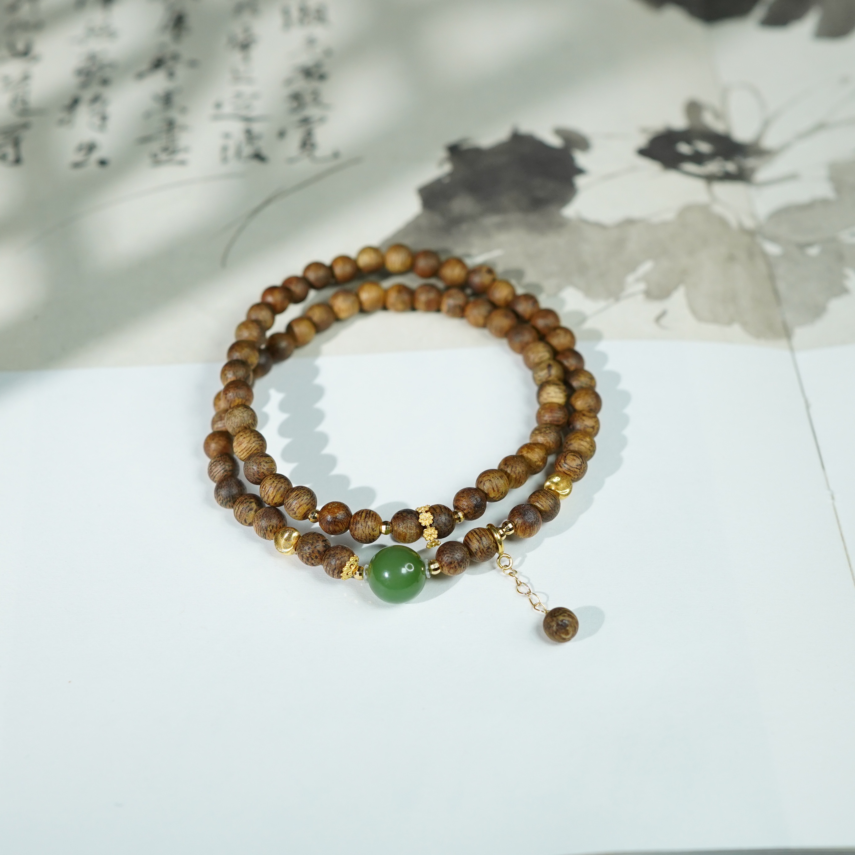 和田玉*手串*18k金镶嵌