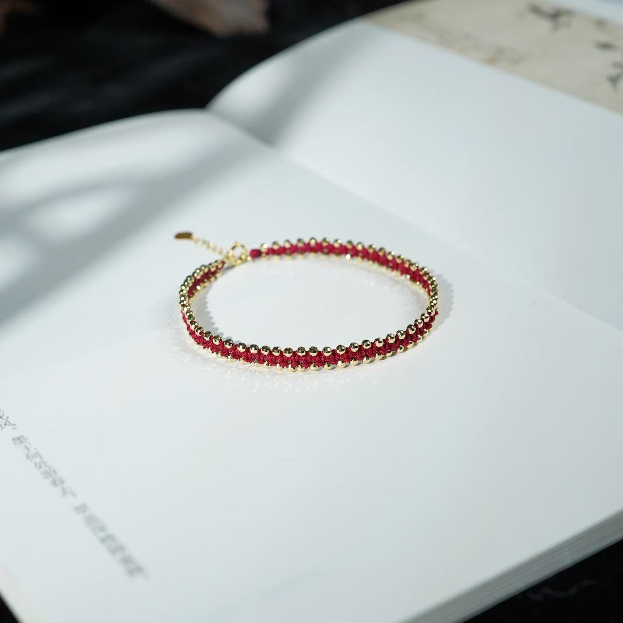 【安慷】18k金红绳精致手工制作吉祥（需备注手围）