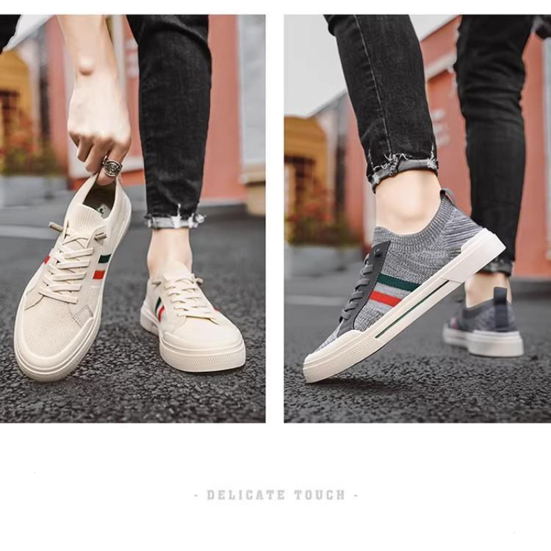 男士帆布鞋2024春秋透气韩版百搭薄款防滑板鞋针织网布鞋软底潮鞋