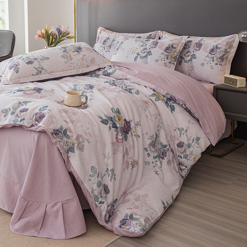 2025新款时尚全棉柔软亲肤加厚长绒棉数码印花四件套