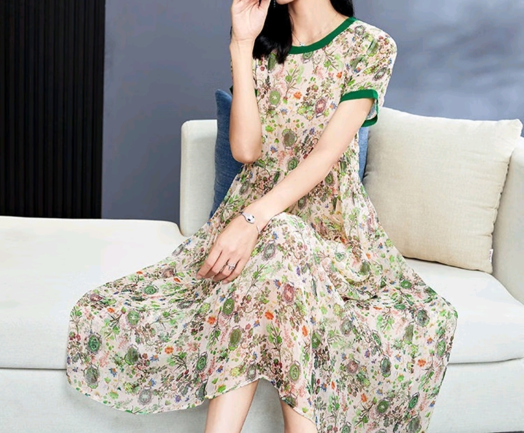 (直播间链接2号)依梦真丝桑蚕丝衬衫连衣裙