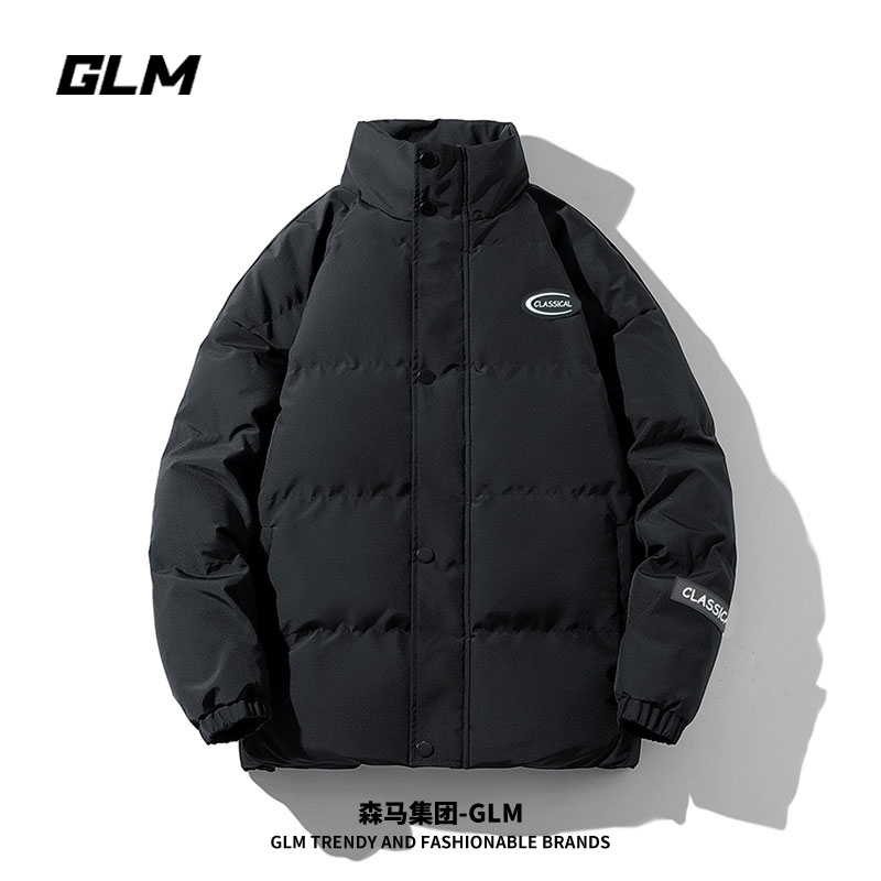 森馬集团GLM 冬季新款男士百搭宽松加厚保暖棉衣韩版纯色立领棉服
