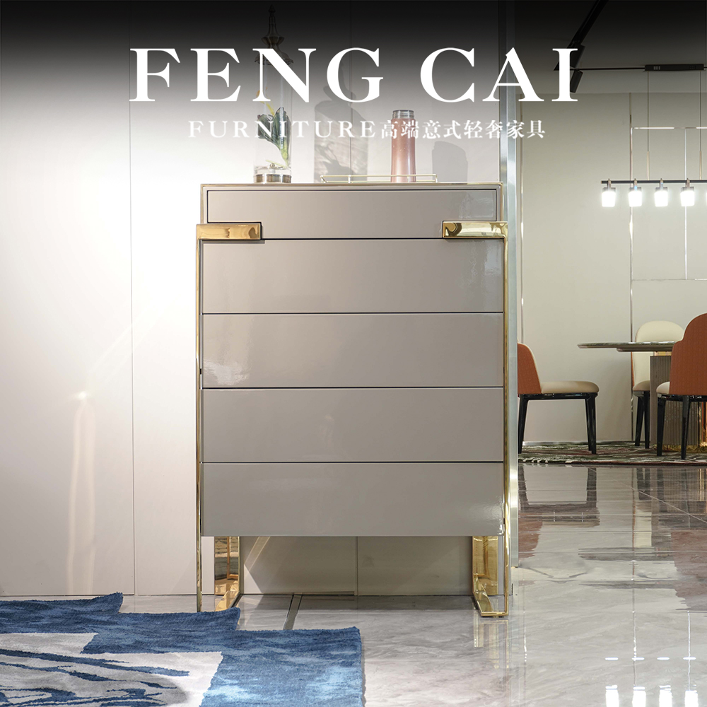 丰彩-意式轻奢客厅卧室实木烤漆储物五斗柜770*450*1075