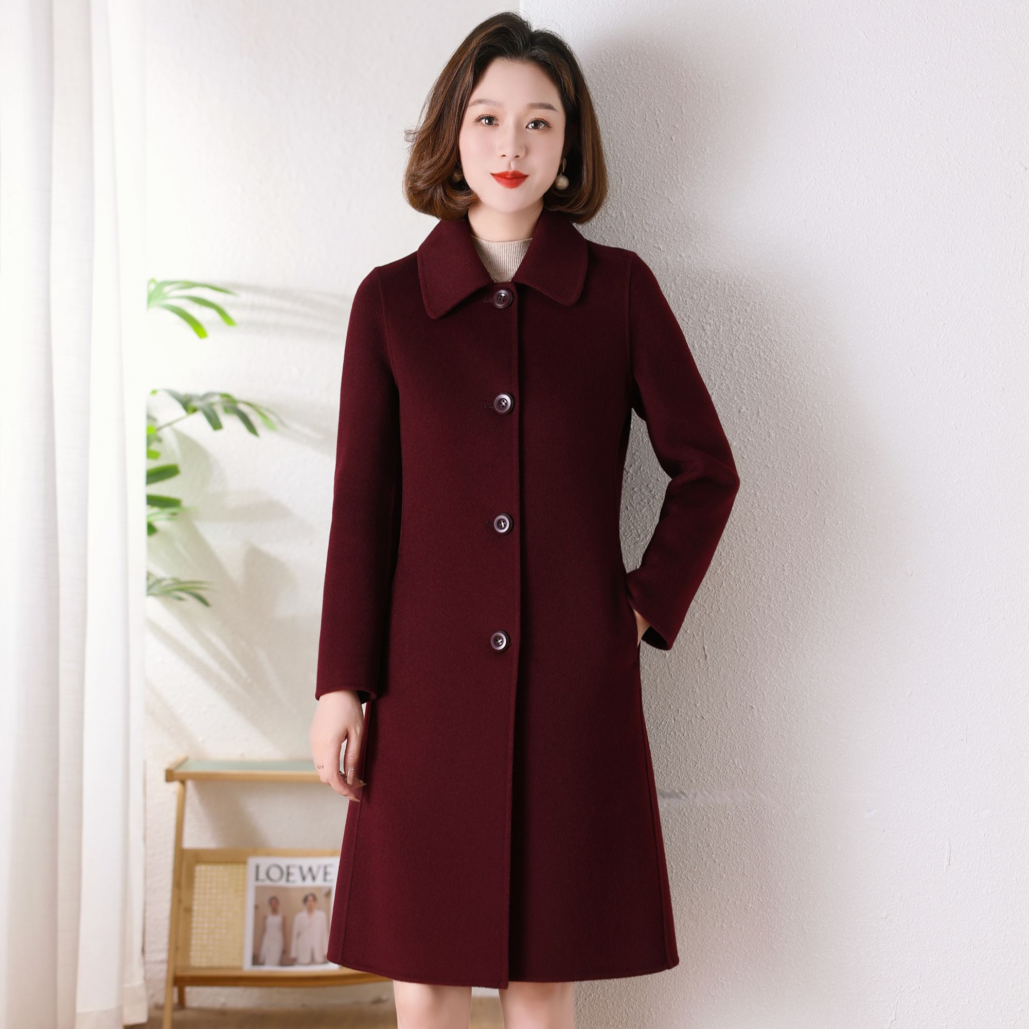 ziyang/孜洋秋冬新款百分百双面绵羊毛大衣高端显瘦气质百搭L2317