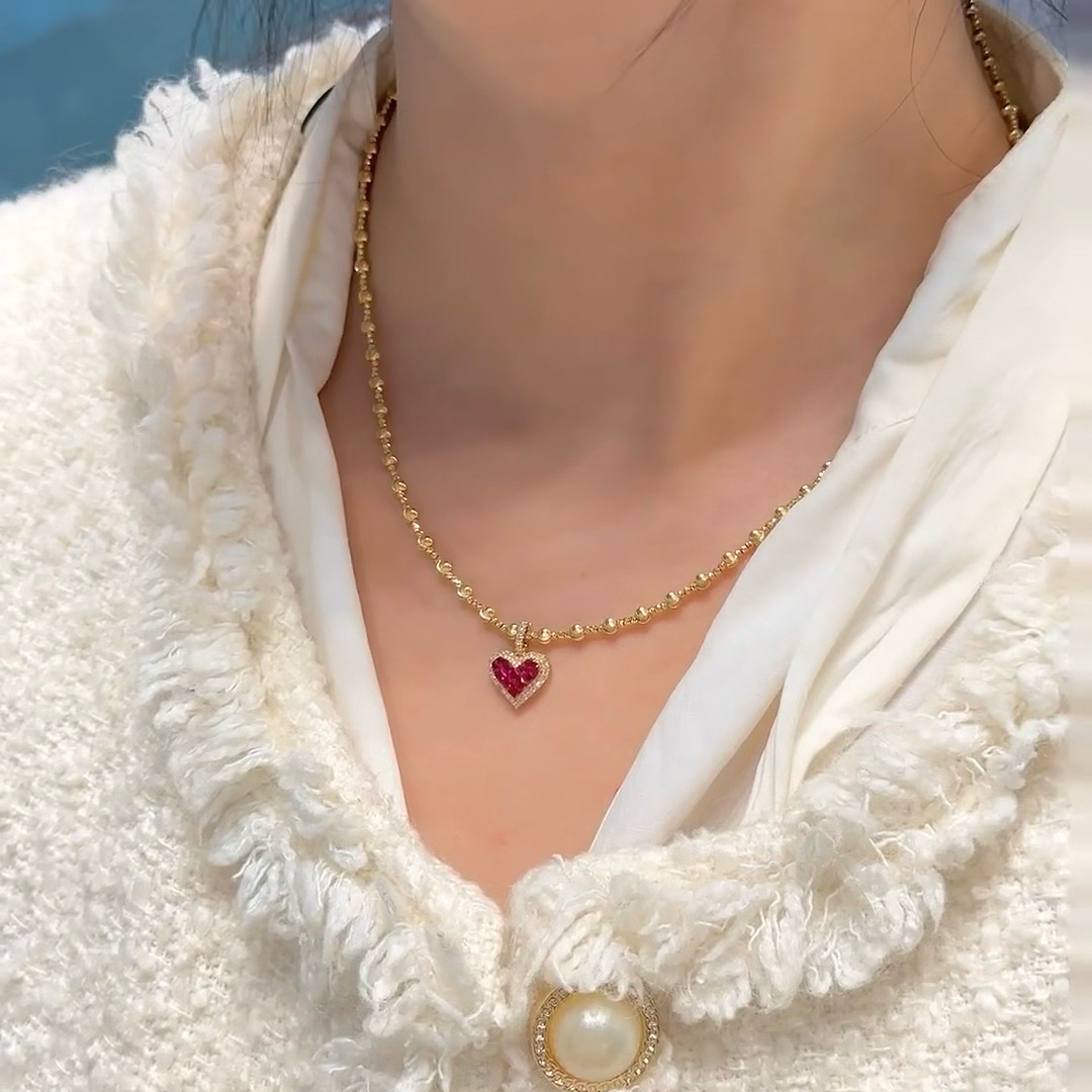 十三姨珠宝-红宝石小红心18k金吊坠（不含链）多样性发出一件-45款