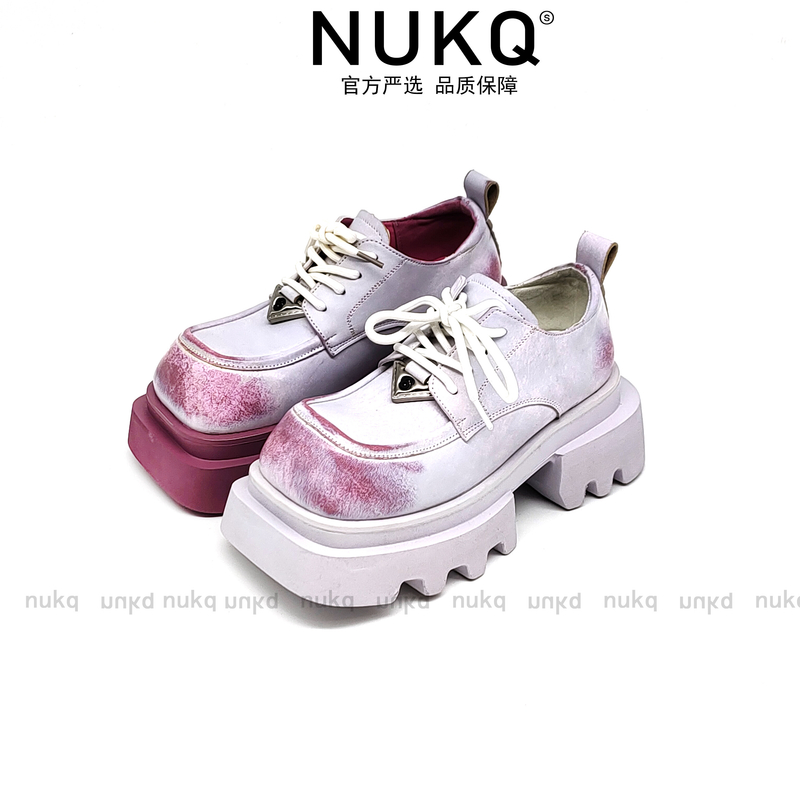 小腮红【NUKQ】玛丽珍方头高跟乐福鞋帅酷网红厚底乐福鞋