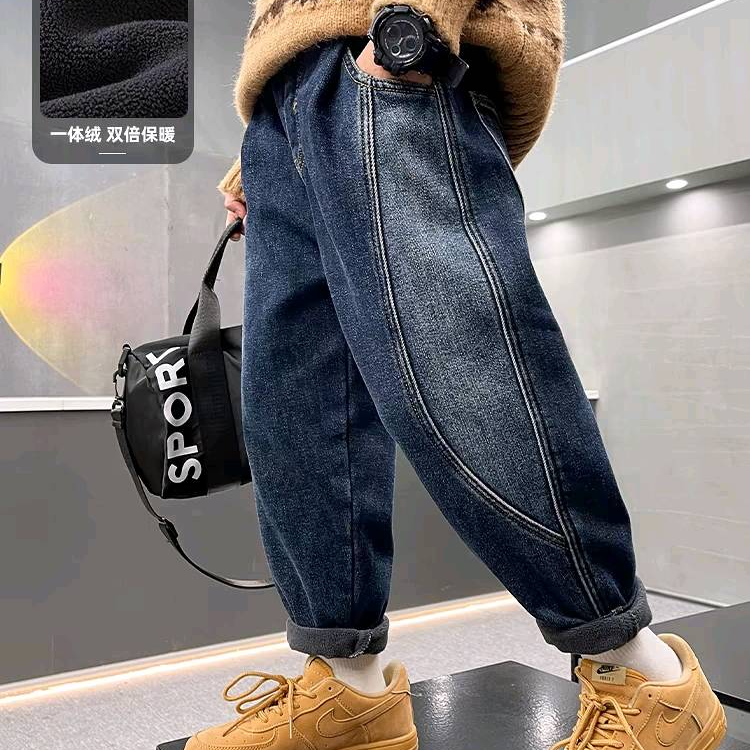 男女童牛仔裤冬季加绒2024新款儿童冬装小孩秋冬加厚长裤子