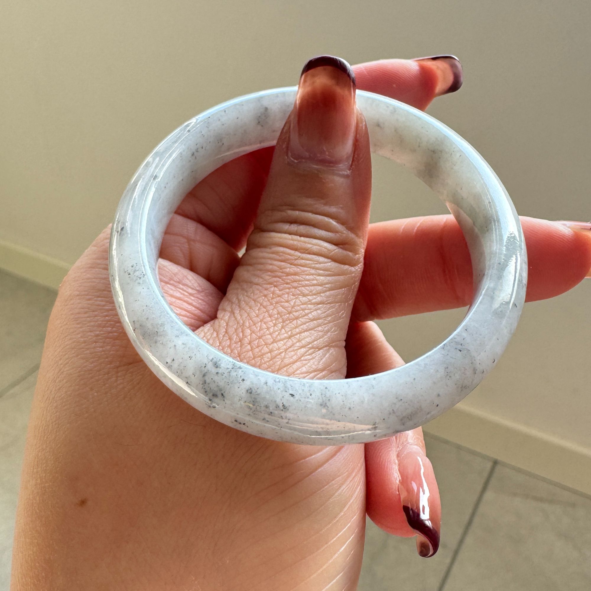  55圈口贵妃镯黑芝麻糊洒乌鸡缅甸翡翠A货手镯