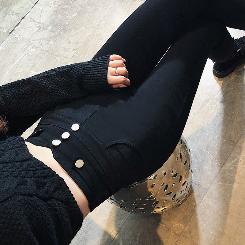 高腰紧身黑色打底裤女外穿2024春秋弹力显瘦小脚铅笔裤魔术小黑裤