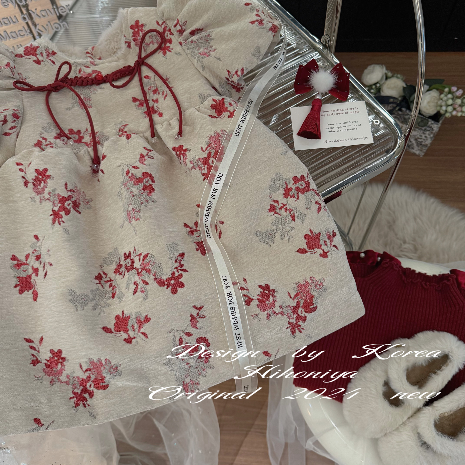 【花满枝】二Hihoniya~2024秋冬宝宝款国风绣花加绒保暖韩版连衣裙