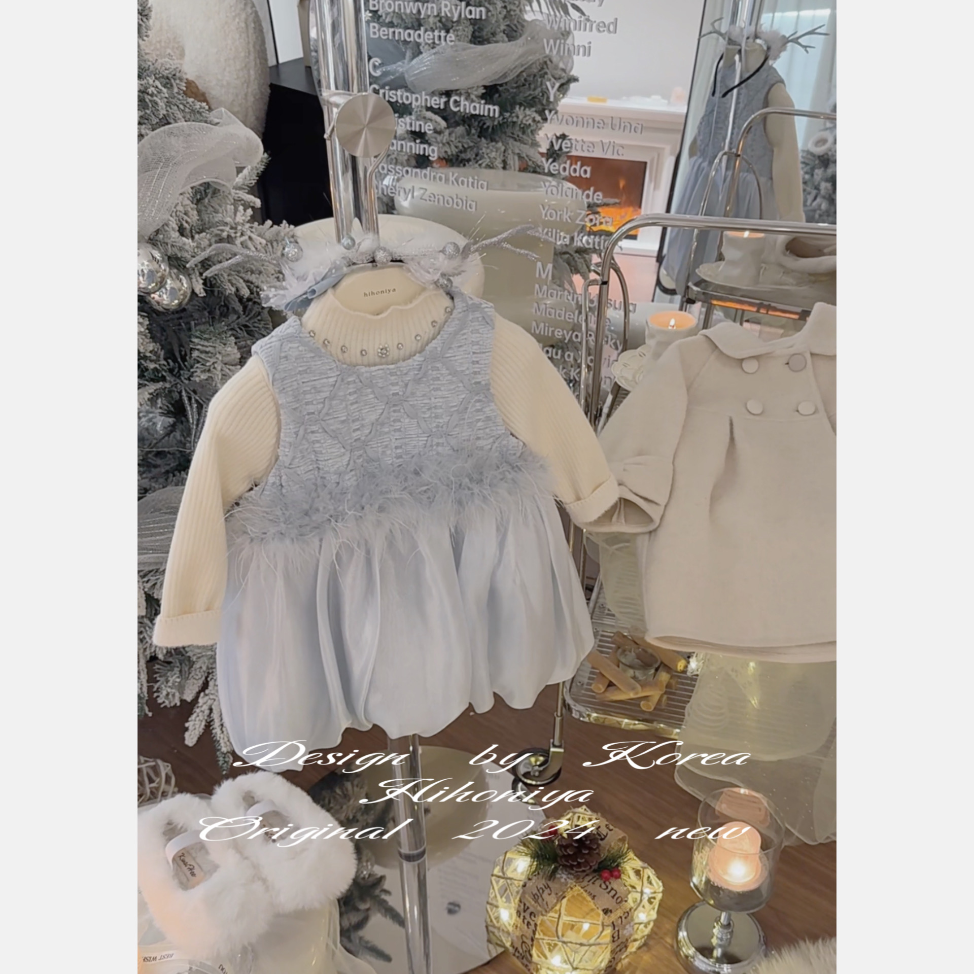 【蓝风铃】二Hihoniya~2024秋冬宝宝蓝色甜美无袖重工韩版背心裙