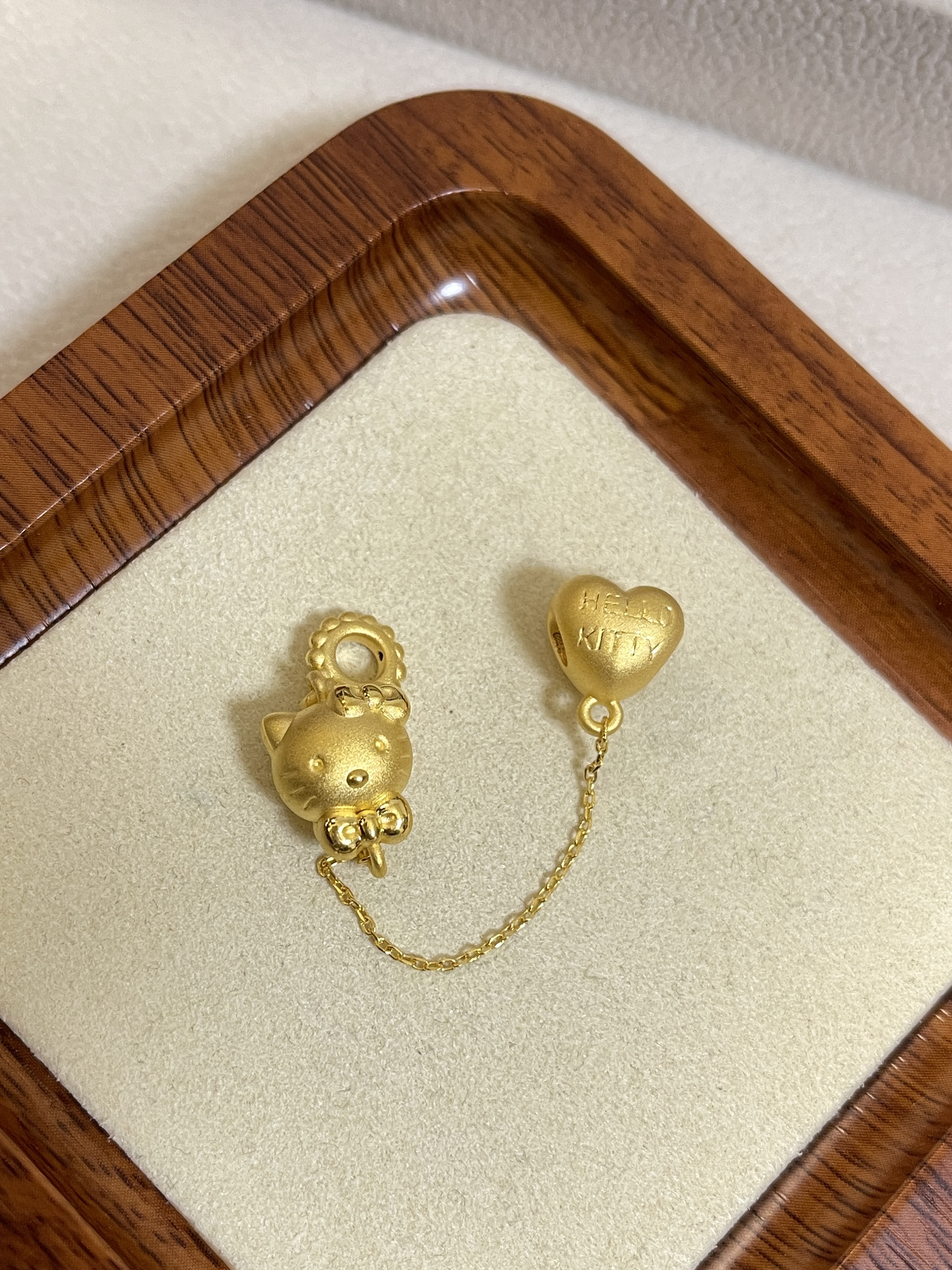 贝贝精选 足金999 爱心链条KT 素金 转运珠  001