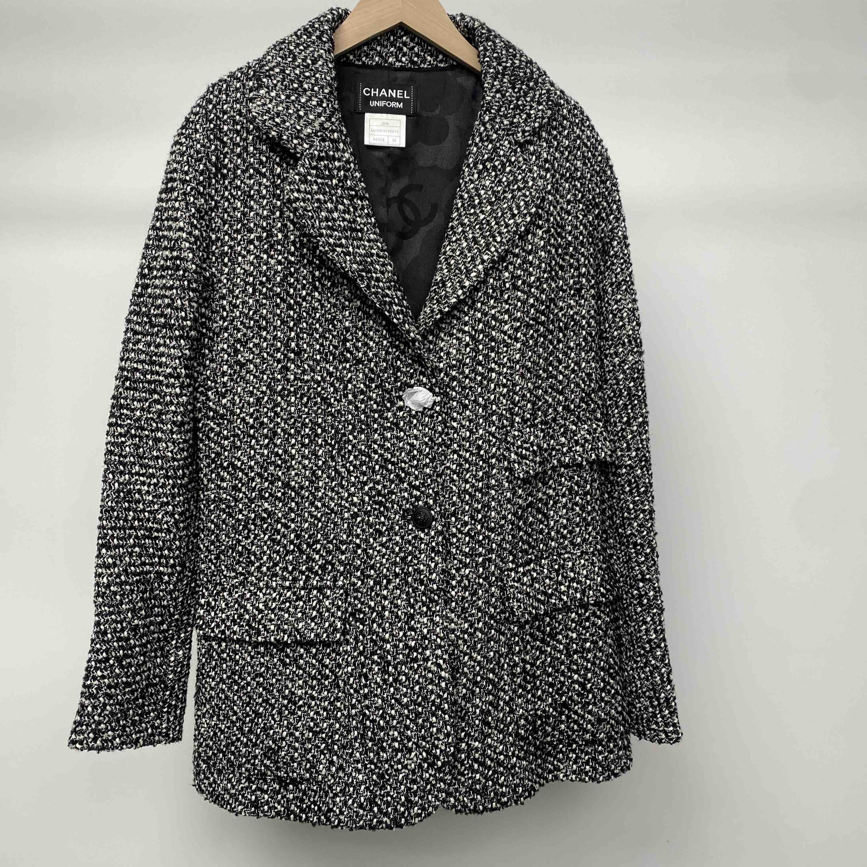 99成新Chanel香奈儿uniform粗尼格子外套西服外套38码U03963V4581