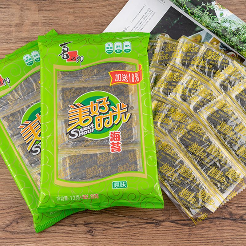 sweethour/美好时光海苔12g/18g/36g 袋装原味即食紫菜夹心脆片