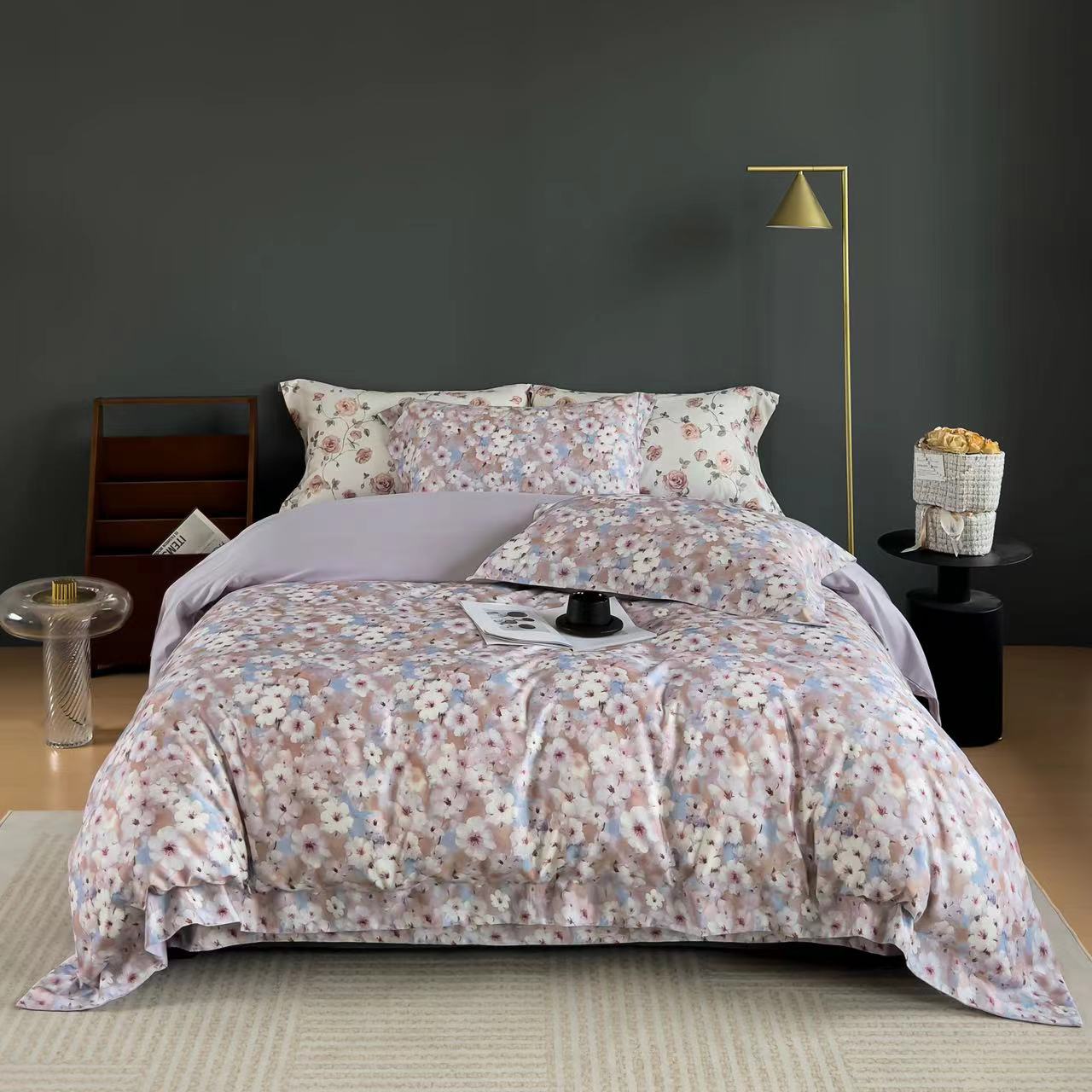 2024年新款数码印花亲肤舒适天丝棉环保陶瓷磨毛宽边四件套被套