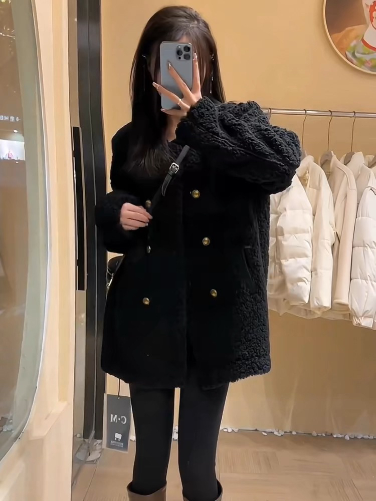 新疆包邮【815】香风圆领厚外套-衣长72cm