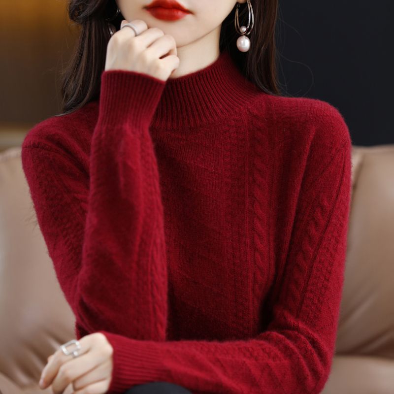 万能打底加厚毛衫女冬季半高领短款毛衣宽松大码打底显瘦打底上衣