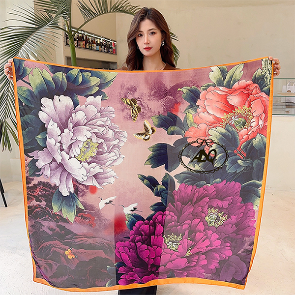 女士百搭丝巾【姹紫牡丹】