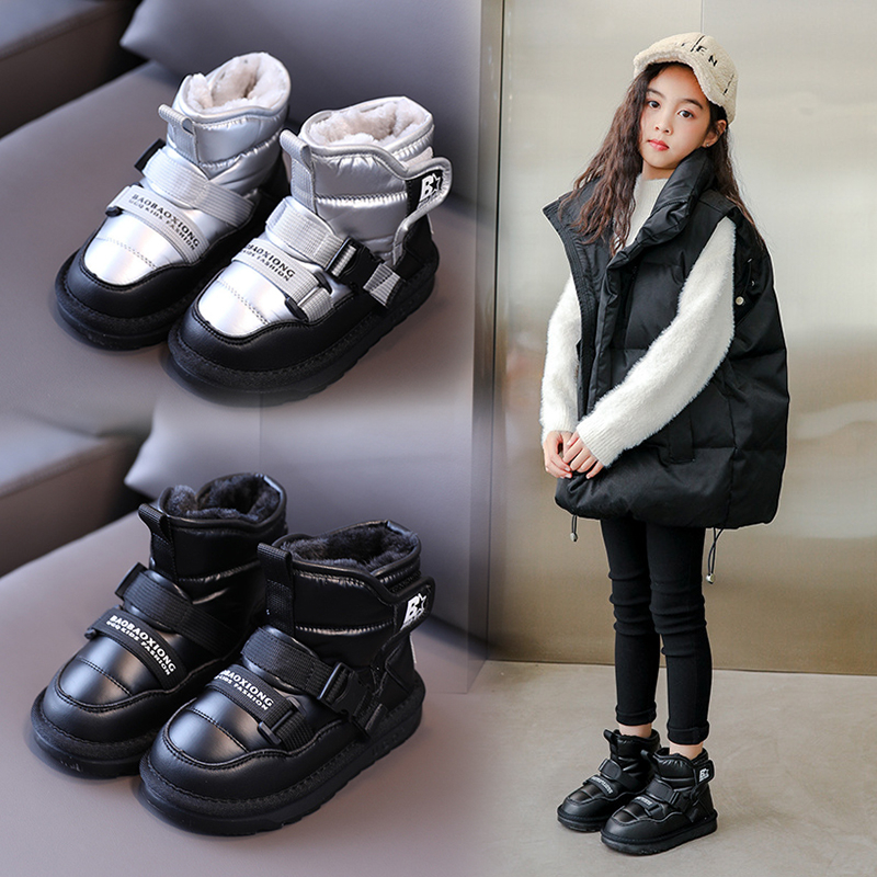 回力瑞儿童雪地靴女童防水靴子2023年冬季男童加厚棉鞋保暖棉靴