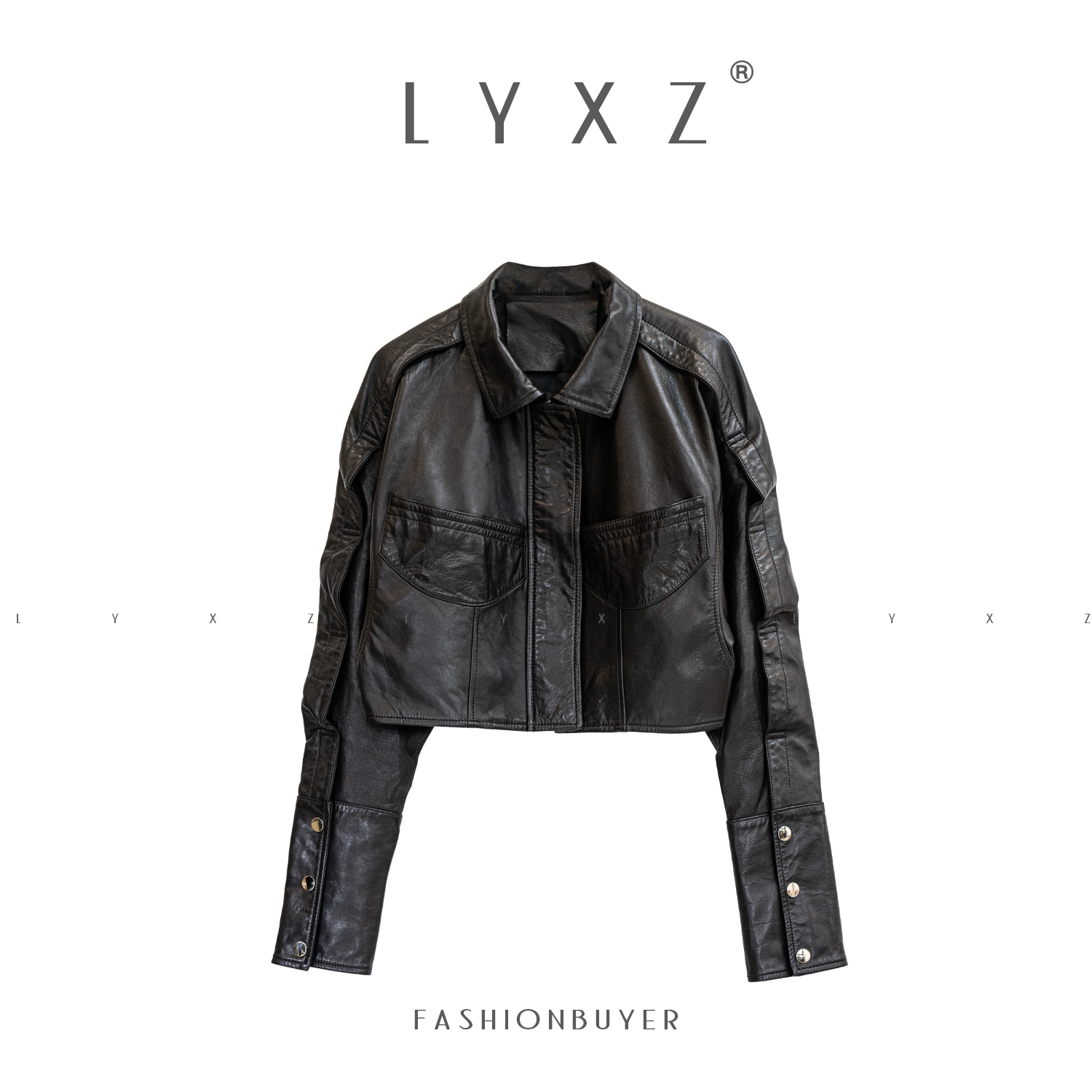 LYXZ秋季新品设计感小众时尚气质后腰褶皱线半圆口袋皮衣73778