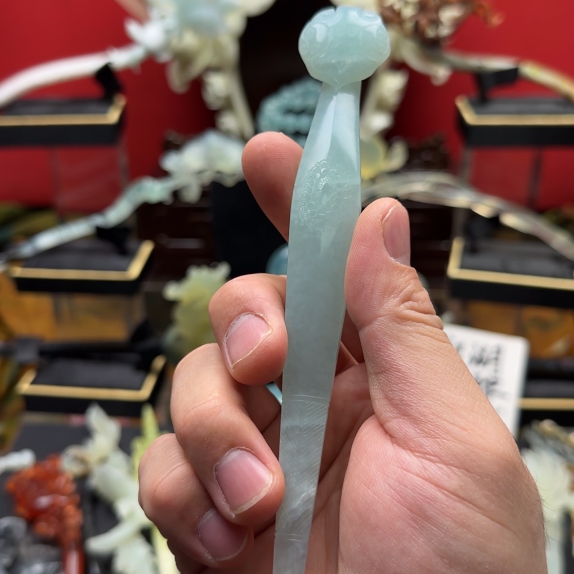 【闪购商品】岫玉发饰未镶嵌