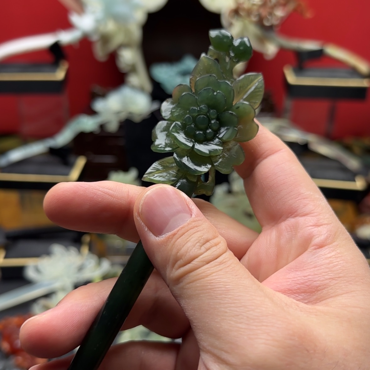 【闪购商品】岫玉发饰未镶嵌