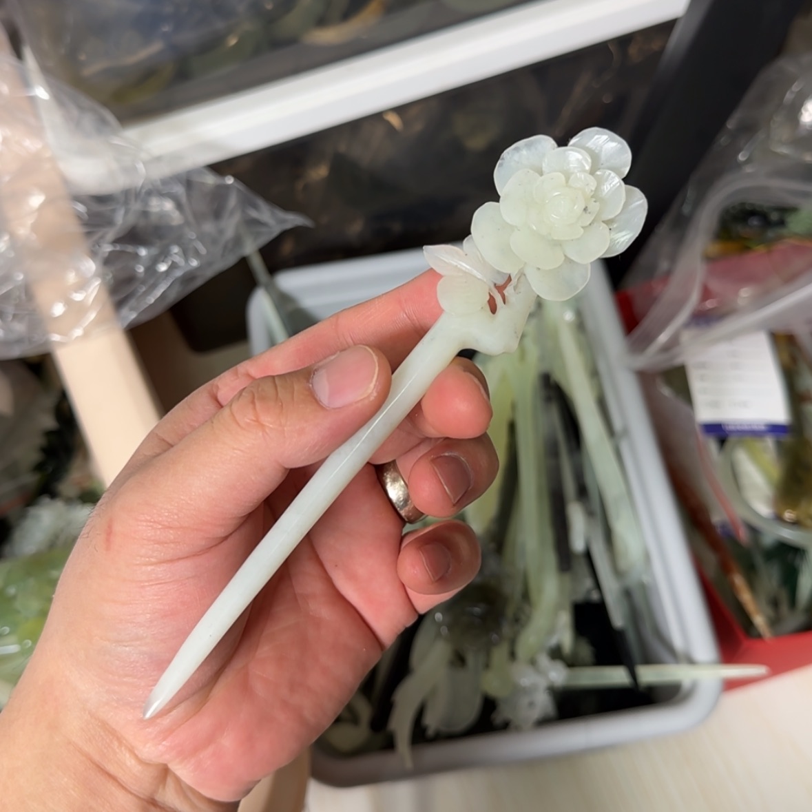 【闪购商品】岫玉发饰未镶嵌