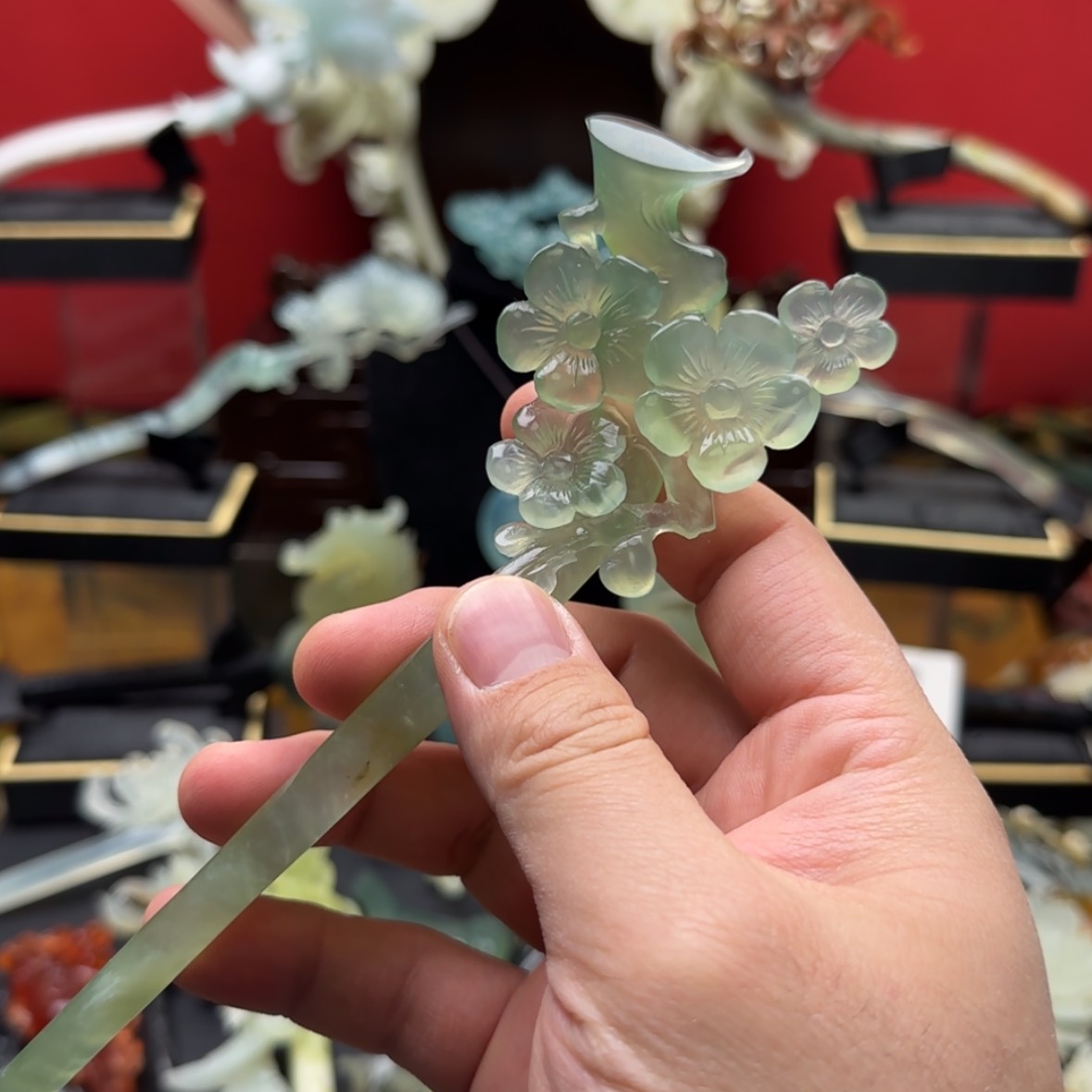 【闪购商品】岫玉发饰未镶嵌