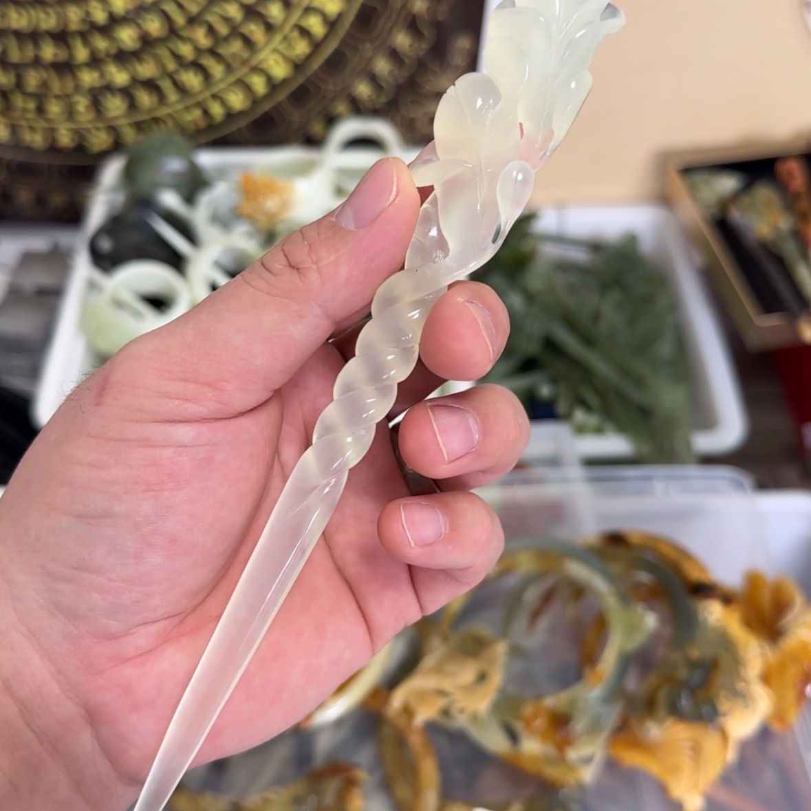 【闪购商品】岫玉发饰未镶嵌