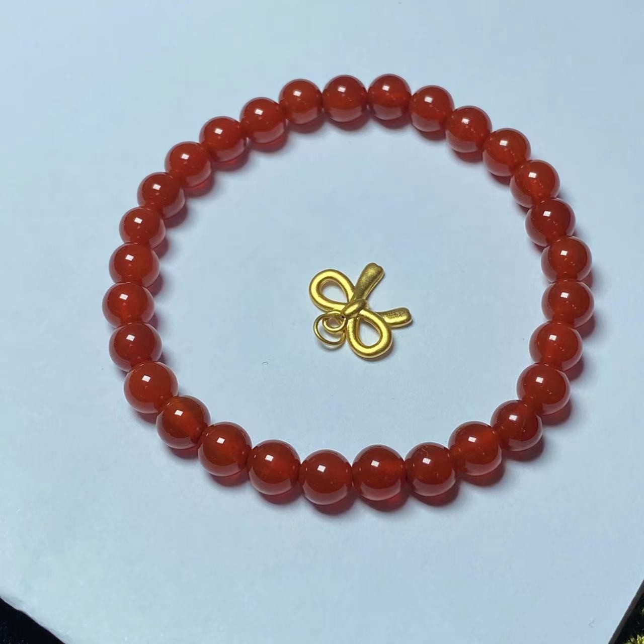 足金蝴蝶结瑙手串黄金首饰时尚@@A220