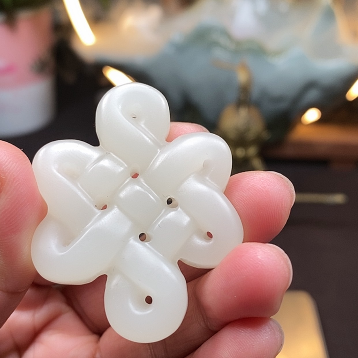 【闪购商品】和田玉（糖玉）颈饰9K金镶嵌
