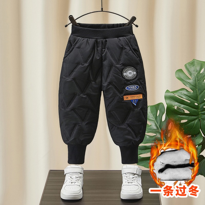 男童加绒裤子冬装2023新款潮宝宝加厚保暖裤儿童一条过冬保暖裤潮