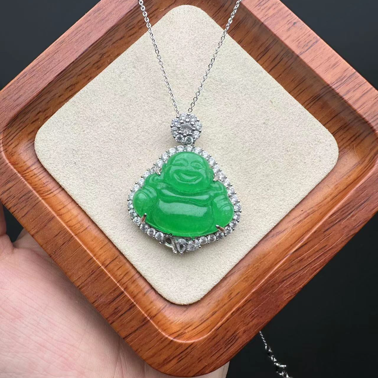 翡翠太阳花s925佛公吊坠