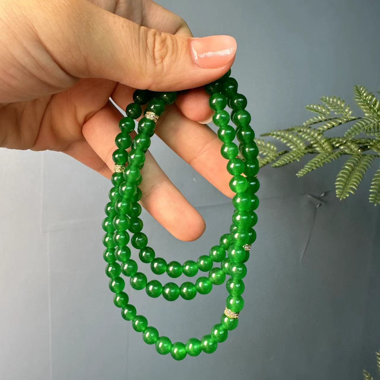 翡翠设计款14k项链108颗